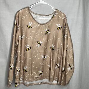 Bee Long Sleeve Khaki Blouse Shirt M